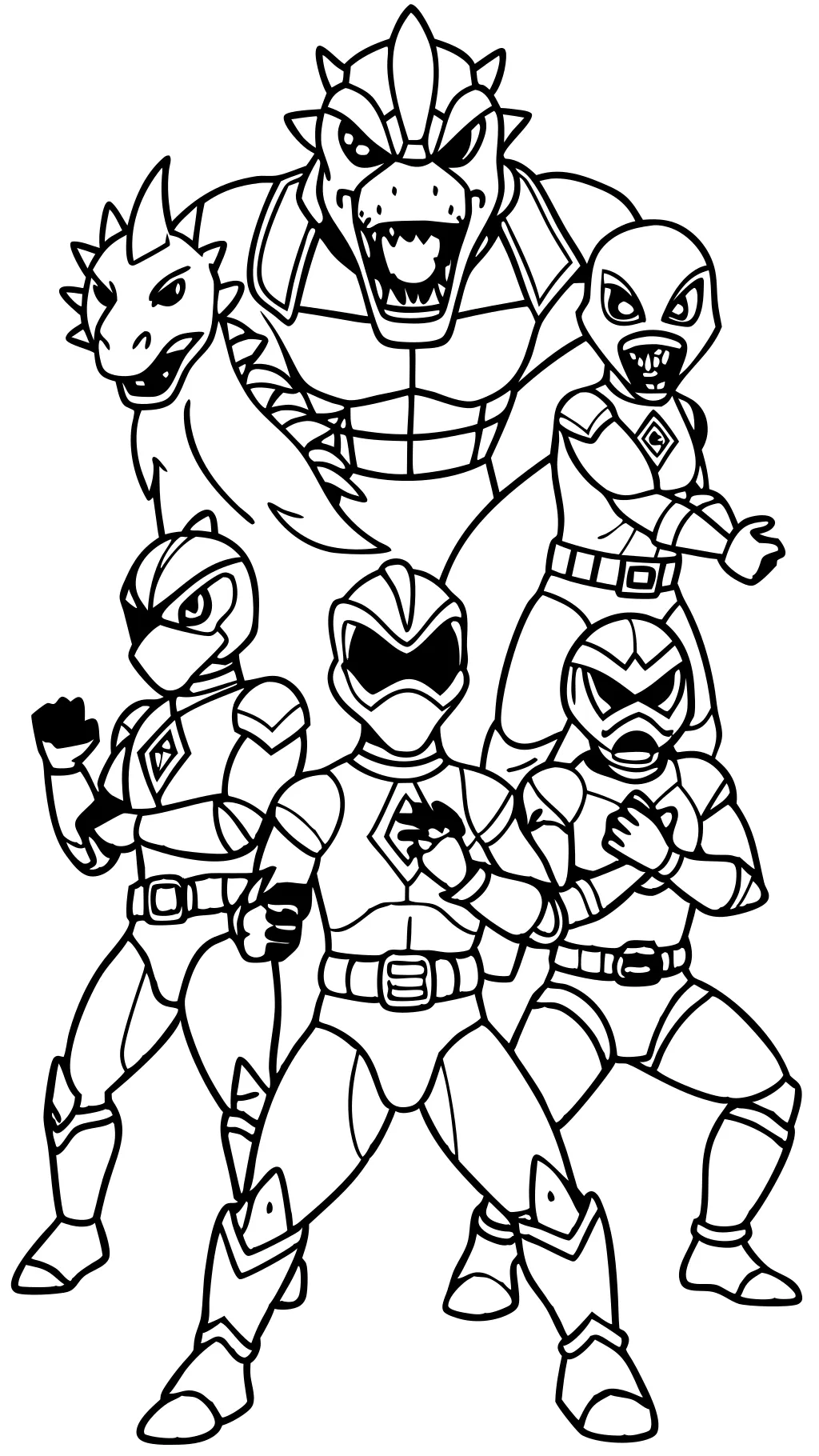 coloriages de dino rangers puissants